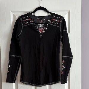 Alp N Rock Black and Red Embroidered Long Sleeve Top